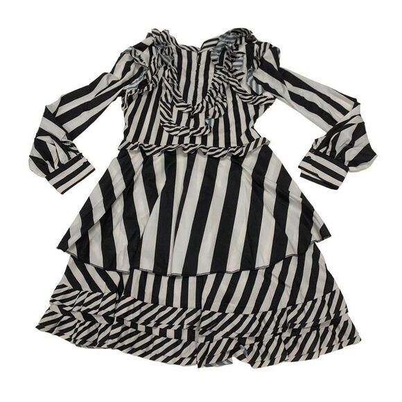 Striped Patterned Ruffled Dress - Picture 1 of 6